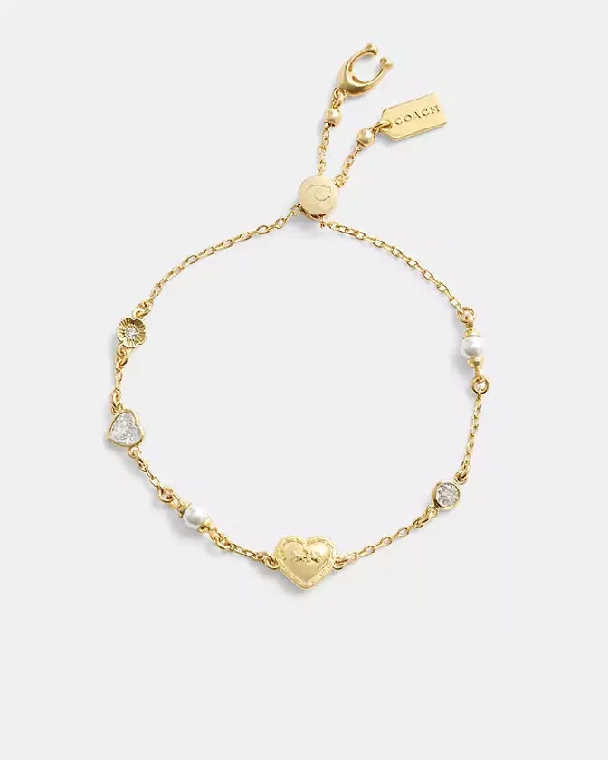 Pearls And Heart Slider Bracelet