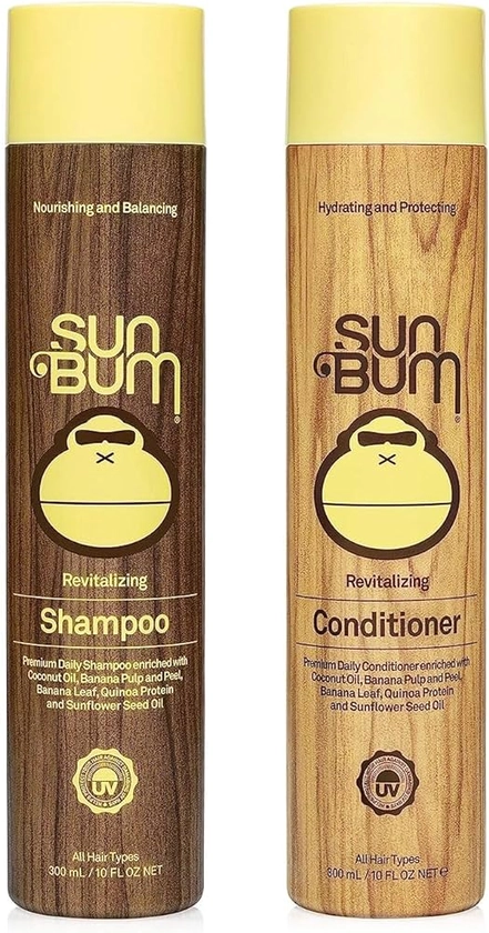 Amazon.com : Sun Bum Sun Bum Revitalizing Shampoo and Conditioner Vegan and Cruelty Free Hydrating, Moisturizing and Shine Enhancing Hair Wash 10 Ounce Each : Beauty & Personal Care