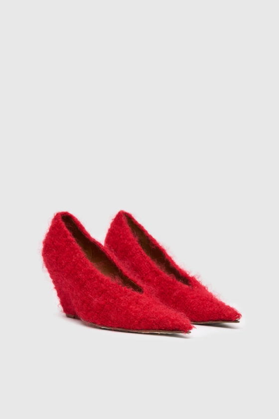Rhys Mohair Fluffy Pump in Red - CAMILLA AND MARC® C&M