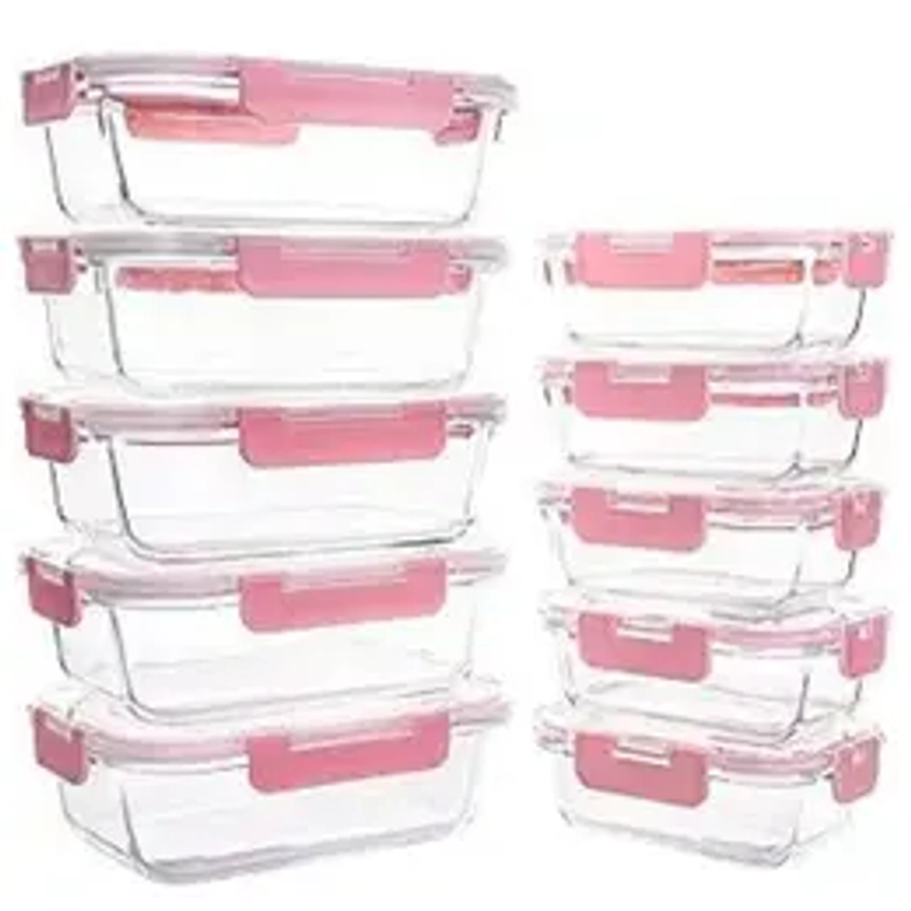 10 Pack Glass Storage Containers For Food, Airtight Meal Prep Containers with Lids Leak-proof, Glass Lunch Boxes Microwave, Freezer & Dishwasher Safe (34oz & 12oz) Kitchen Set