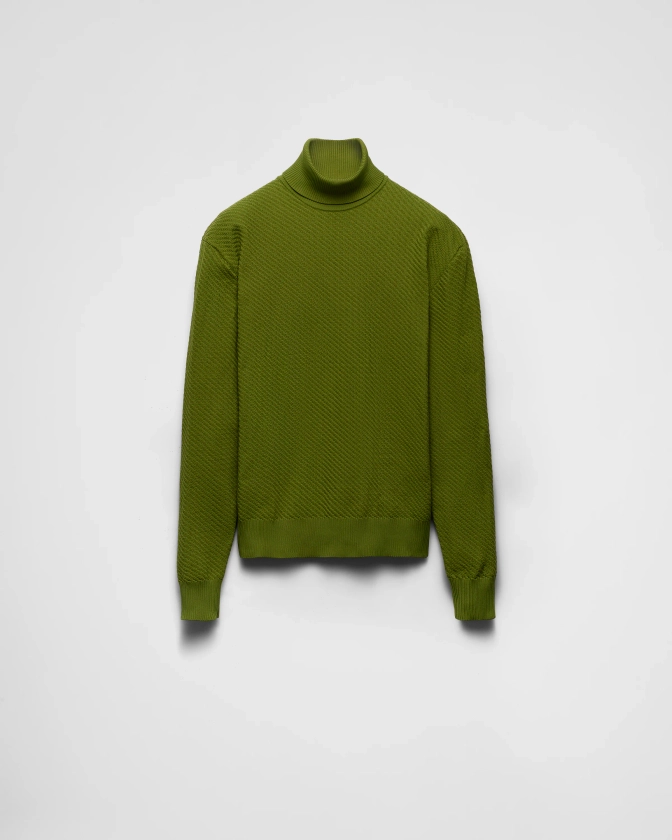 Pull à Col Roulé En Re-nylon Vert Lierre | PRADA