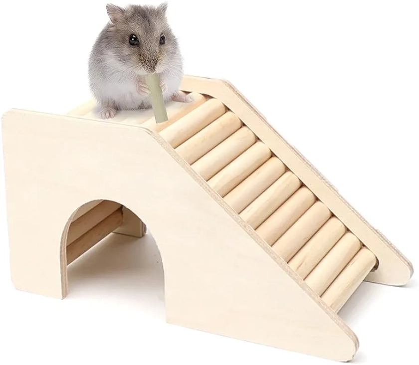 Eyksta Wooden Hamster House Climbing Ladder Toy Hamster Hideout for Dwarf Hamsters Syrian Hamsters Gerbils Mice 17 * 8.5 * 9 cm
