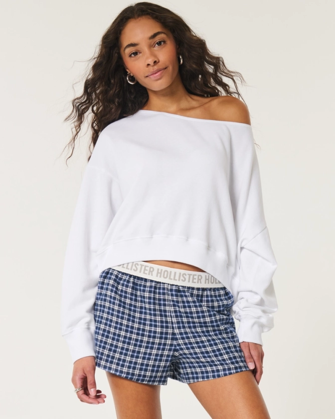 Women's Easy Off-the-Shoulder Terry Sweatshirt | Women's Tops | HollisterCo.com