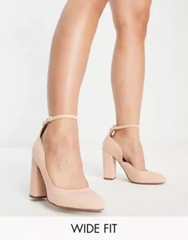 ASOS DESIGN - Wide Fit - Placid - Chaussures à talon haut carré - Beige