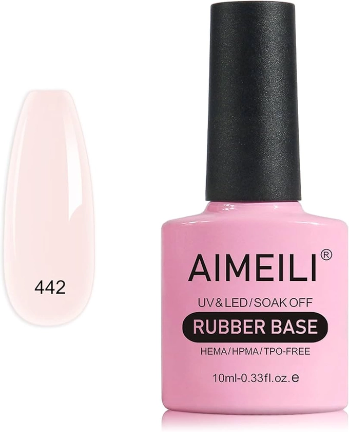 AIMEILI 5 en 1 Rubber Base Coat Vernis Semi Permanent Gel Nude Gel Polish UV LED Renforcement et Réparation de Manucure, Colle de Décorations - 10ml (442) : Amazon.fr: Beauté et Parfum