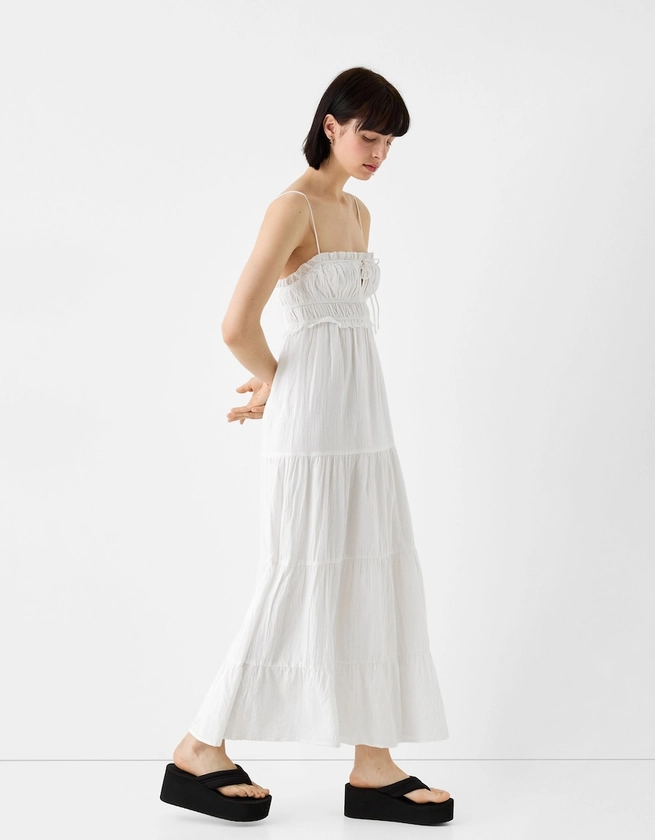 Robe midi rustique volants - BSK Teen