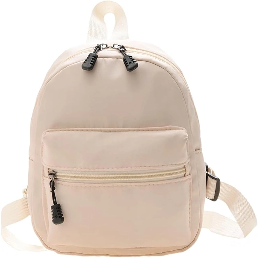 Amazon.com | LAKEDREAM Casual Nylon Women Mini Backpack Fashion Solid Color Preppy Style Female Small Travel Knapsack Rucksacks (Style A Beige) | Casual Daypacks