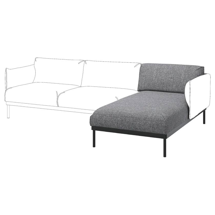 ÄPPLARYD Chaise longue section - Lejde grey/black