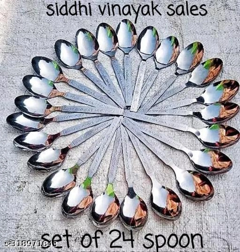 Premium Quality Stainless Steel Spoons, Set of 24, PCS, (16cm L), great utility, >Combo offer contains 24 pc stainless steel spoons. >Spoons made from Food Grade High Quality Stainless Steel