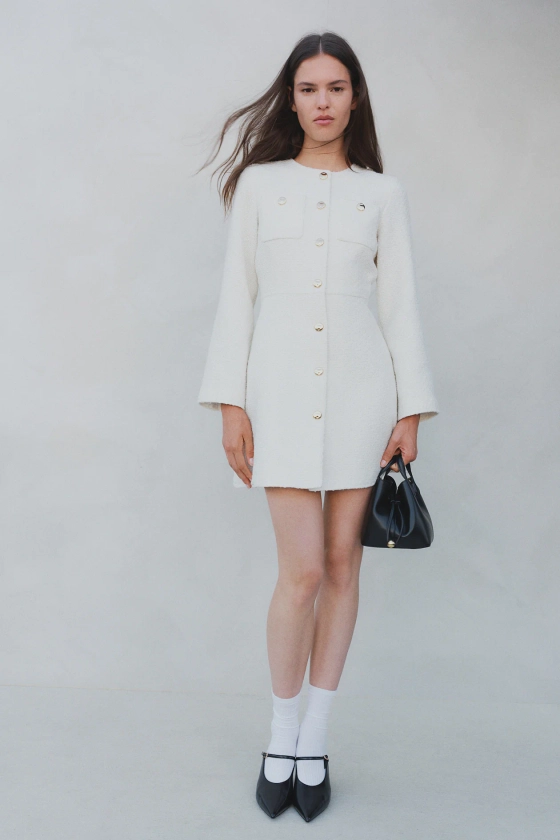 Bouclé dress - White - Ladies | H&M GB