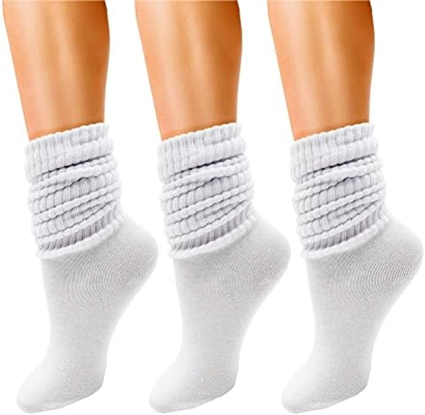 Winterlace 3 Pairs Slouch Socks for Women, Soft Extra Long Scrunch Knee High Sock, Bulk Pack