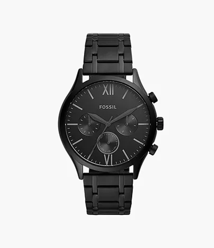 Fenmore Multifunction Black Stainless Steel Watch