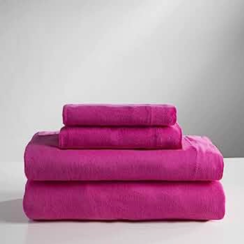 Baltic Linen Jersey Cotton Sheet Set, Twin, Bright Pink, 3 Piece
