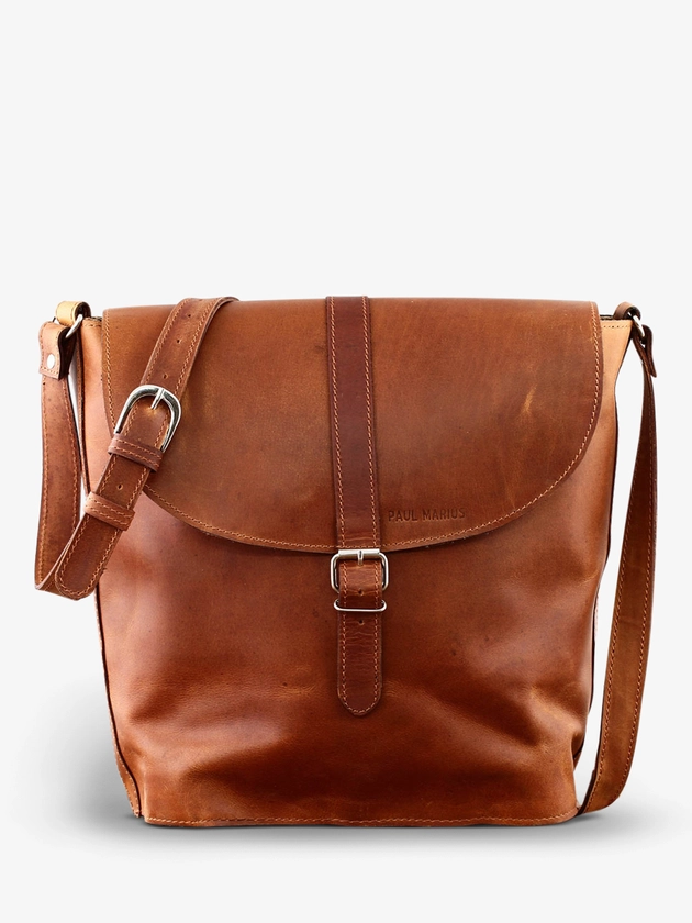 L'Authentique M Naturel - sac bandoulière cuir femme Marron | PAUL MARIUS