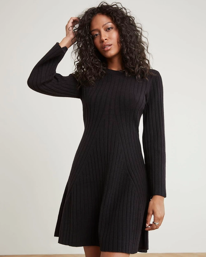 Long-Sleeve Ribbed Sweater Dress