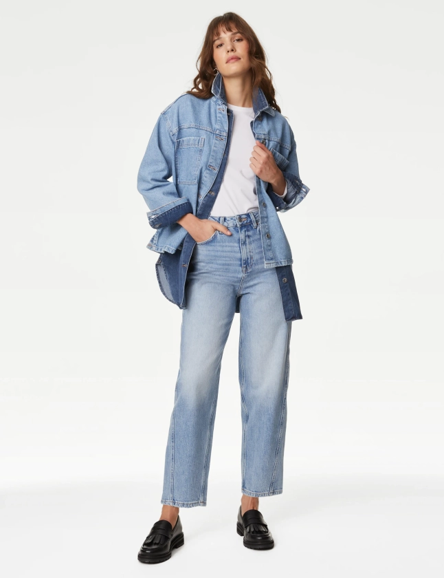 High Waisted Carrot Leg Ankle Grazer Jeans | M&S Collection | M&S