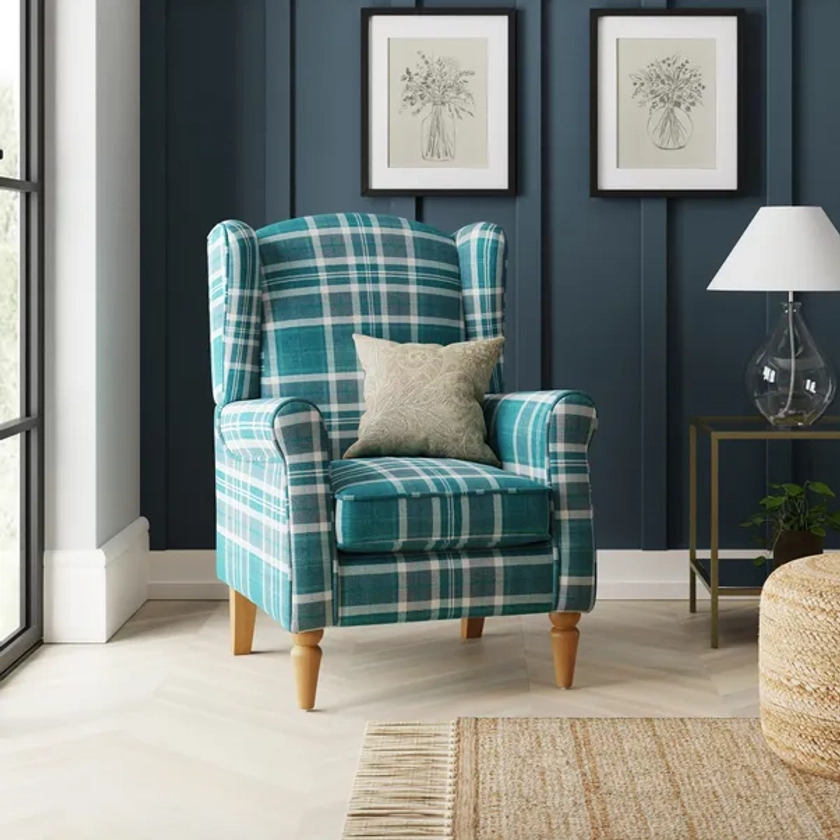 Oswald Check Wingback Armchair