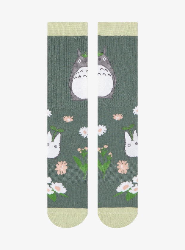 Studio Ghibli My Neighbor Totoro Floral Totoro Allover Print Crew Socks - BoxLunch Exclusive