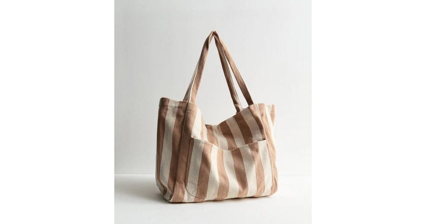 Brown Stripe Slouch Tote Bag | New Look