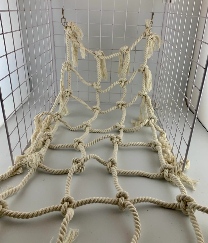 Pet Cargo Net for cage Pet Rat toy accessories, climbing net, fall breaker, rope net, Natural cage accessories rats, hamsters, mice, birds