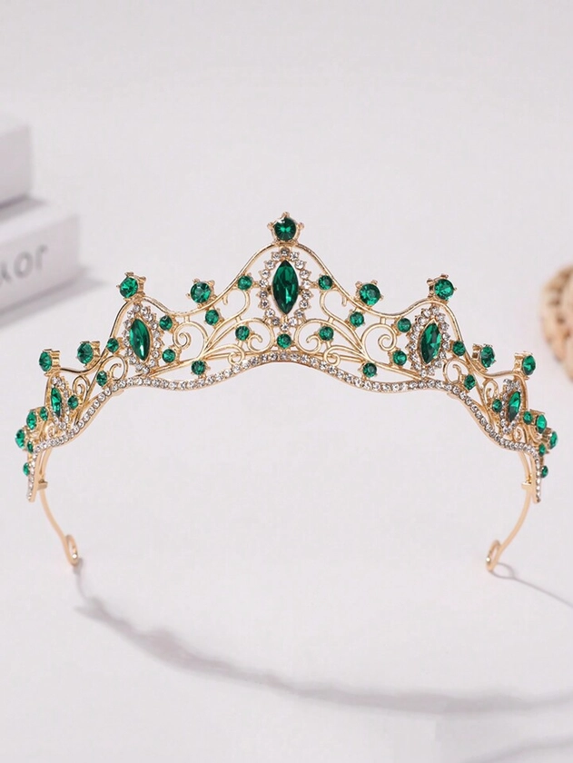 Royal 1pc Women's Fashion Princess Crown Shaped Rhinestone Birthday Headband Halloween