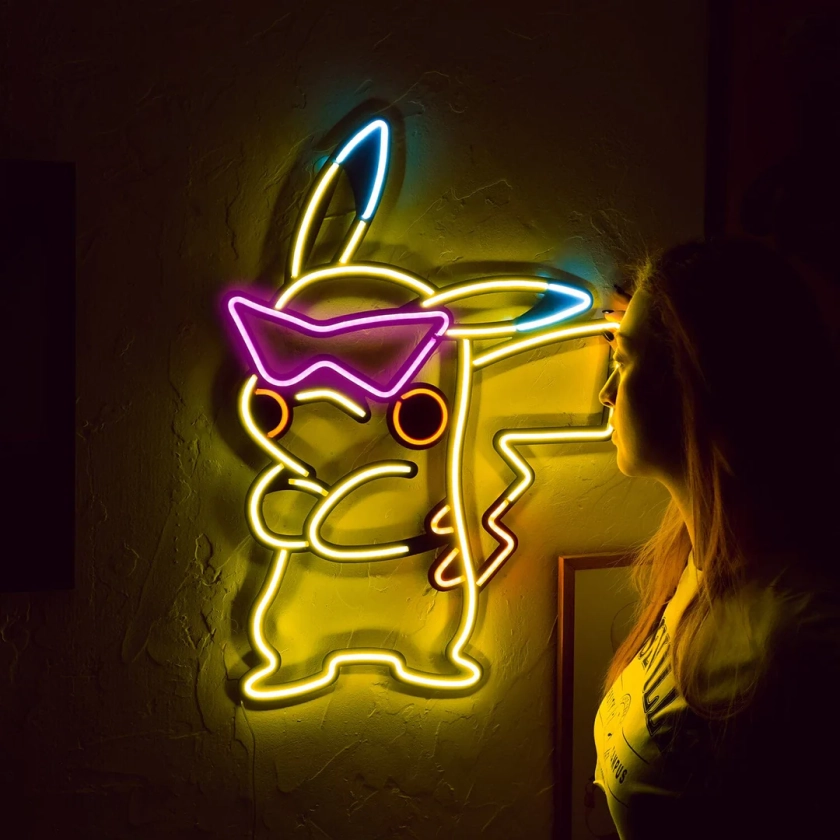 Art mural néon  inspirée par Pikachu de Pokemon