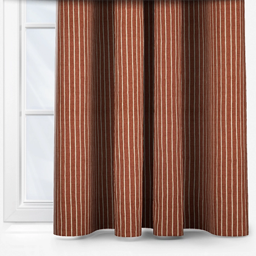 Pencil Stripe Gingersnap Curtain | Blinds Direct