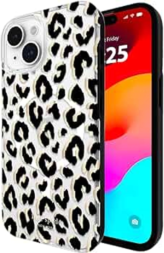 Kate Spade New York iPhone 15 Case/iPhone 14 Case/iPhone 13 Case, Compatible with MagSafe - City Leopard Black