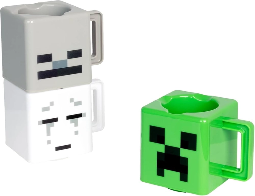 Minecraft Stacking Coffee Mugs, Set of 3, Creeper Skeleton and Ghast Cup Designs, Gift for Minecraft Gamers and Kids, 250 ml Capacity : Amazon.co.uk: Home & Kitchen