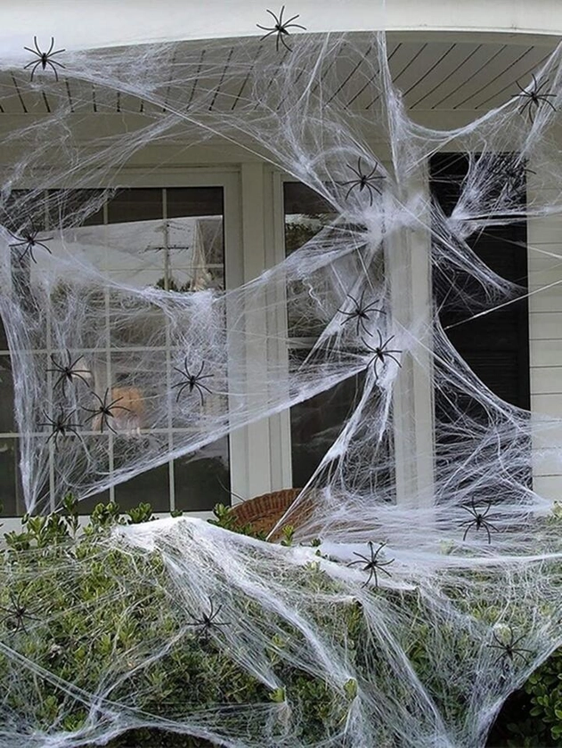 Halloween Decoration White Spider Web Artificial Stretchy Cobweb For Halloween Scary Home Party Scene Props Haunted House Decor