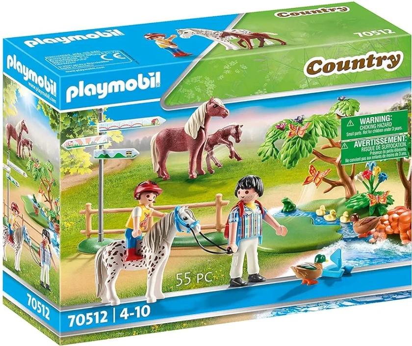 Playmobil 70512 Country Adventure Pony Ride with Lake and Animals, Suitable for Ages 4+