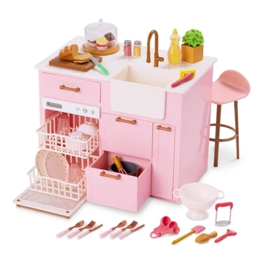 Our Generation Kitchen Island with Accessories for 18" Dolls