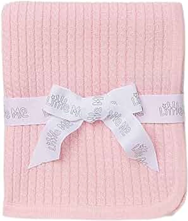 Little Me Baby Girls' Pink Cable Knit Swaddling Receiving Blanket