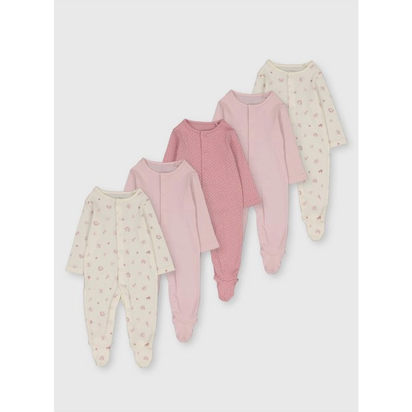 Buy Pink Rainbow Sleepsuits 5 Pack Up to 1 mth | Sleepsuits and pyjamas | Tu