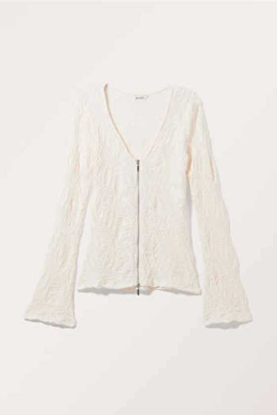 Fitted Zip-Top - White - Monki WW