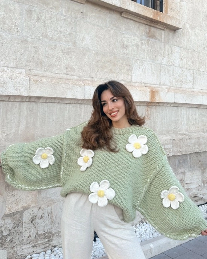 Jasmine Hand Knitted Sweater (100% Wool)