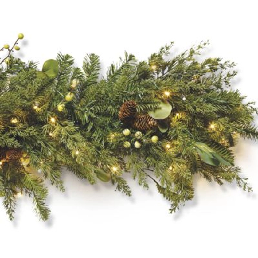 Majestic Holiday 9ft Corded Garland with LED Lights & Faux Greenery