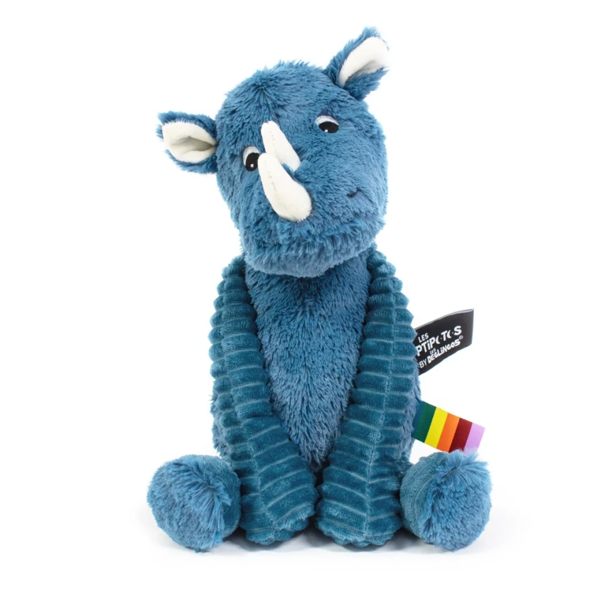 Peluche rhinocéros Grobisou bleu - Les Ptipotos