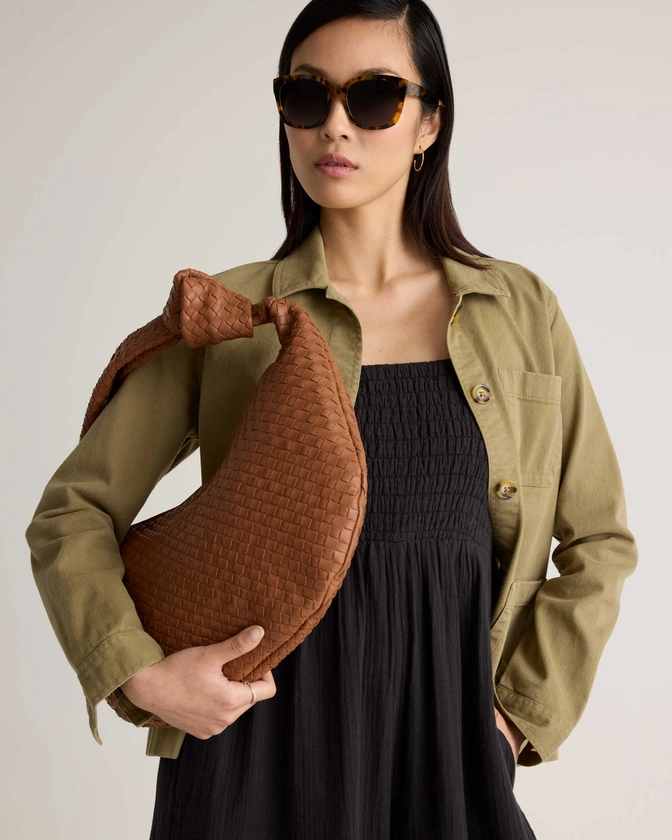 Italian Leather Handwoven Slouchy Shoulder Bag
