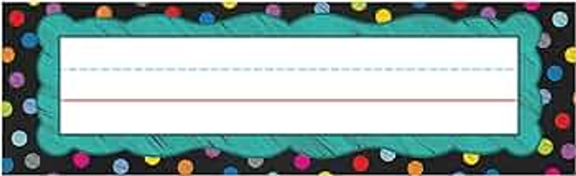 Carson Dellosa 36-Piece Colorful Polka Dot Classroom Nameplates, Student Desk Tags for Classrooms, Student Desk Name Plates with Handwriting Lines for Classroom Organization