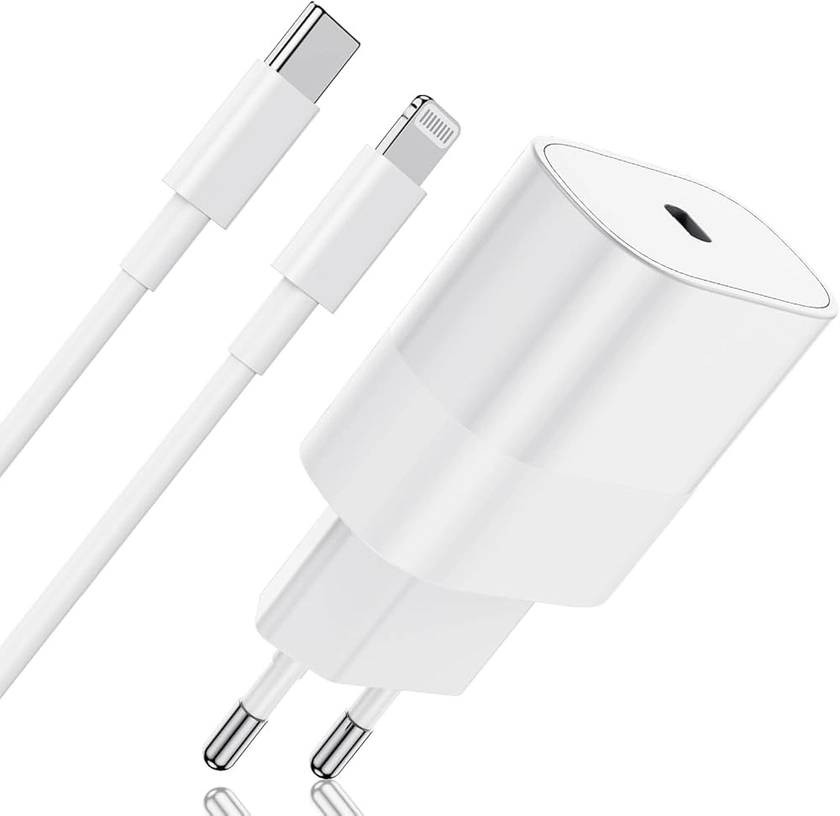 Chargeur Rapide iPhone【Apple Certifié】 20W USB C Adaptateur Secteur et 2M Lightning Apple Original Cable pour iPhone 14/14 Plus/14 Pro/14 Pro Max/13/12/11/SE/X/XS/XR : Amazon.fr: High-Tech