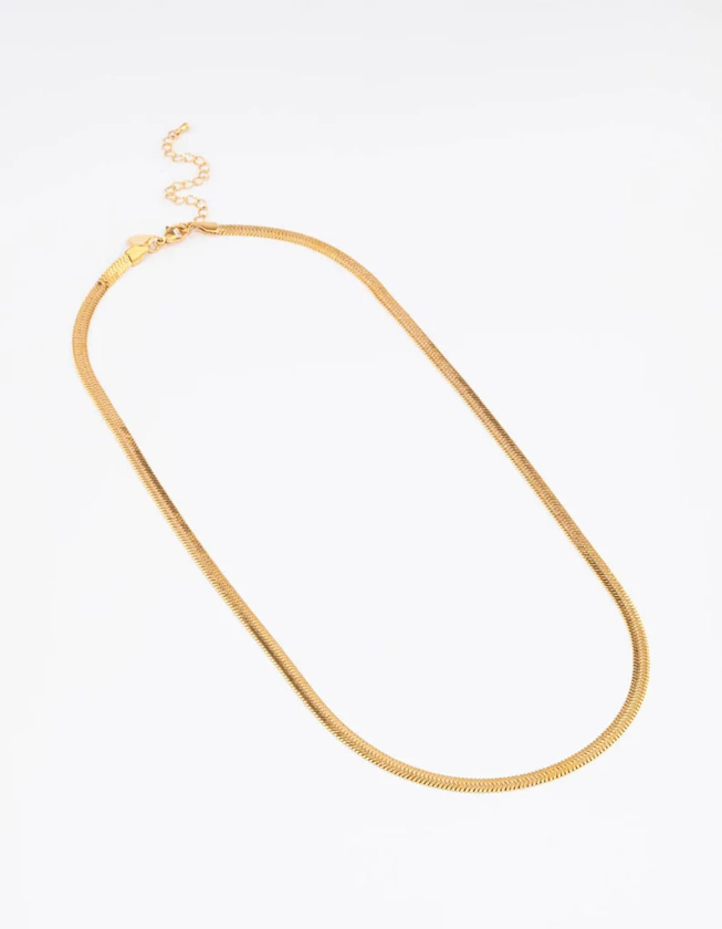 Gold Plated Stainless Steel Snake Chain Necklace