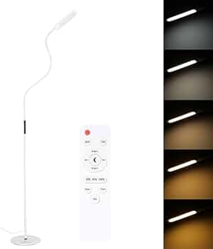 Floor Lamp,LED Reading Standing Lamp with Remote Eye-Care Floor Lamps,25 Kinds of Lighting Flexible Gooseneck Dimmable Lamp for Living Room,Bedroom,Office,Timer Function (White)