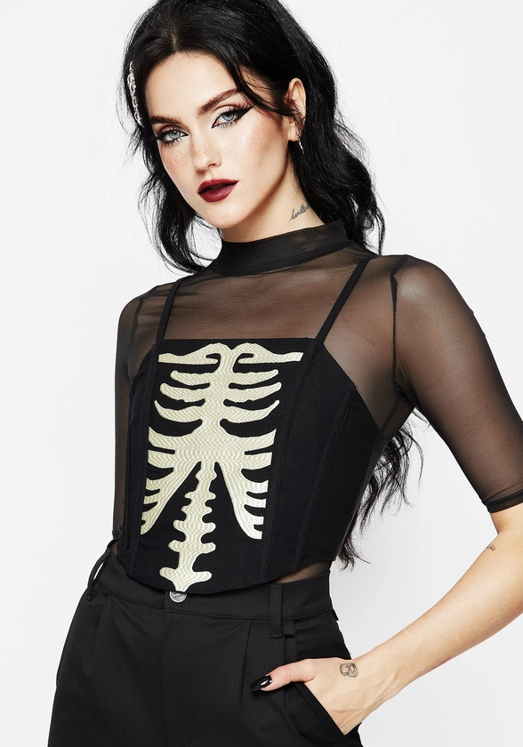 Ribcage Embroidered Corset Top