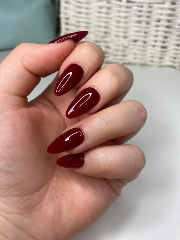 Deep Red Burgundy Press on Nails - Etsy UK