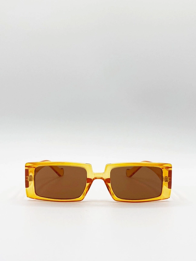 Sunglasses | Orange 90s Mini Rectangle Sunglasses | SVNX