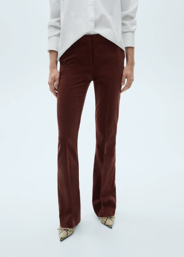 Pantalon droit en velours - Femme | MANGO France métropolitaine