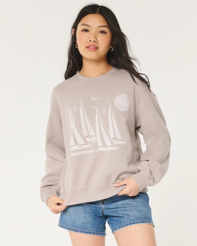 Women's Easy Siesta Key Graphic Crew Sweatshirt | Women's Sweatshirts & Sweatpants | HollisterCo.com