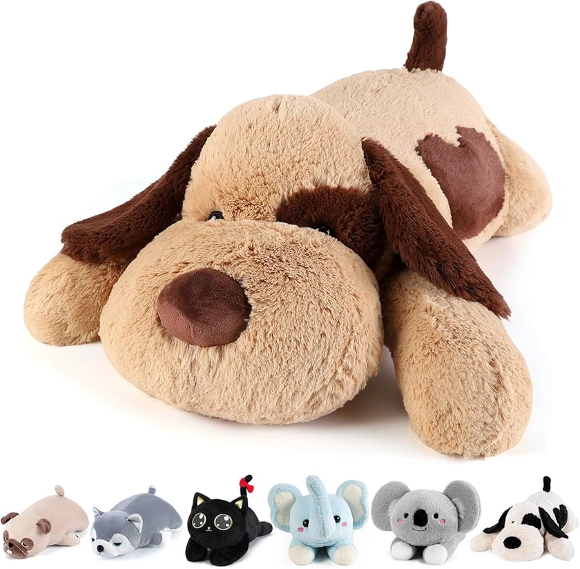 meowtastic Brown Dog Weighted Stuffed Animals - 22 Inch 4.5 Pounds Weighted Plush Dog Stuffed Animals - Big Stuffed Dog Weighted Plush Pillow - Cute Plush Toys Gifts for Kids & Adults (22" 4.5 lbs)