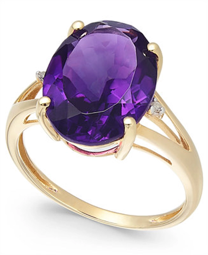 Macy's Amethyst (5 ct. t.w.) and Diamond Accent Oval Ring in 14k Gold (Also Available in Mystic Topaz, Blue Topaz, & Prasolite) - Macy's